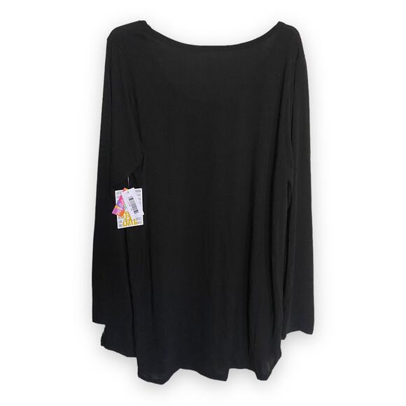 LuLaRoe Womens Top 3X 26 28 24 26 Lynnae Long Sleeve Hi Lo Tunic Solid Black NEW - Picture 4 of 6